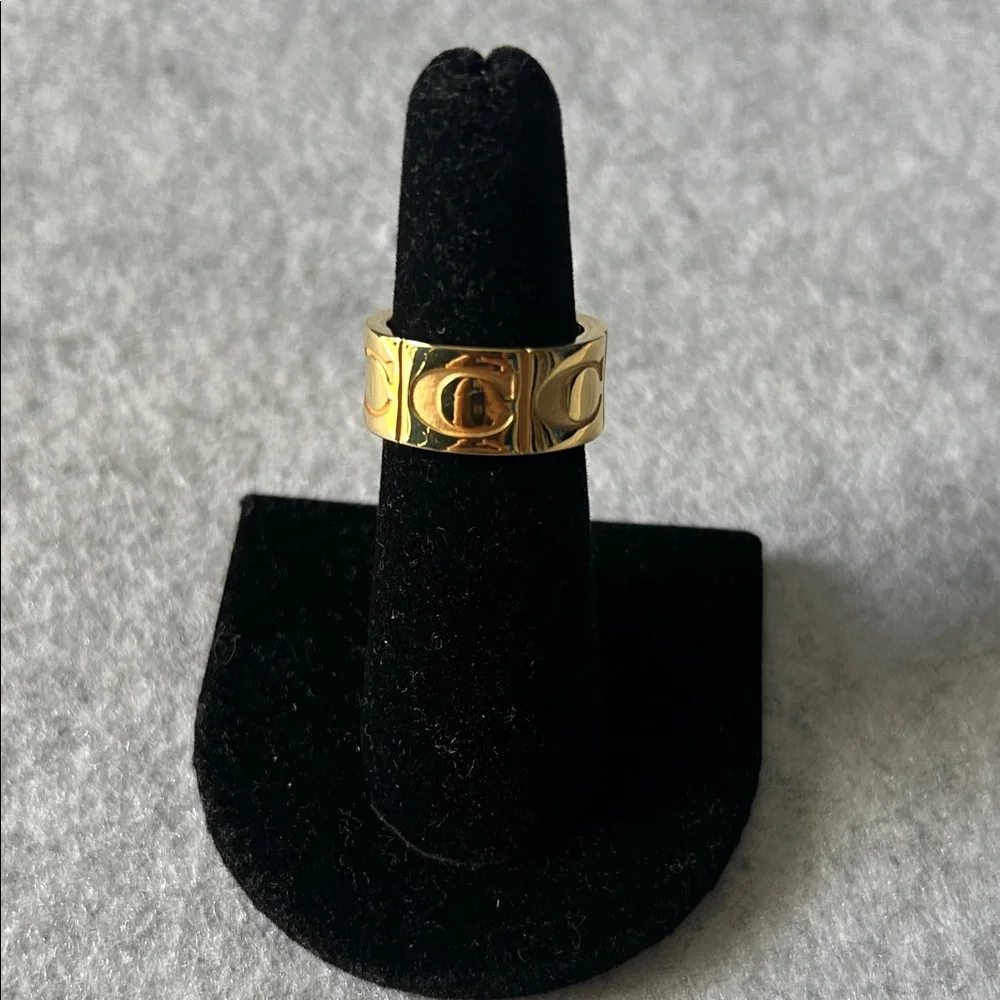 Coach Gold Plated Signature C Logo Wide Band Ring - Picture 4 of 9